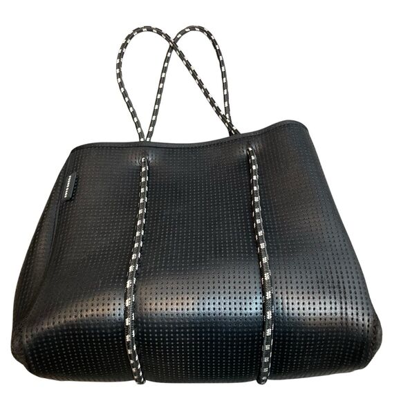 Prene Women's Black The Freddie Tote Bag Perforated Neoprene Roomy Scandi Boho - Picture 10 of 10